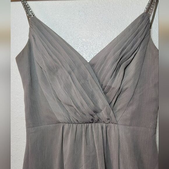 David's Bridal Rhinestones Straps Silver Mini Dress Size 0 - Picture 3 of 9